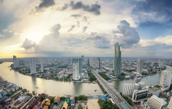Bridge, the city, river, Thailand, Bangkok
