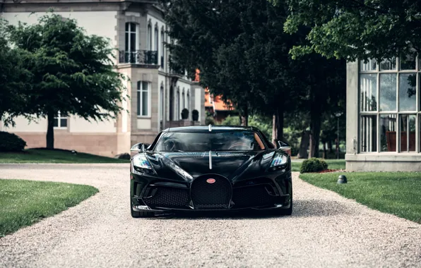 Bugatti, front view, The Black Car, Bugatti The Black Car