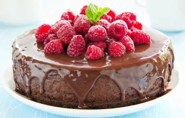 Picture berries, raspberry, chocolate, cake, cake, dessert, cakes, glaze