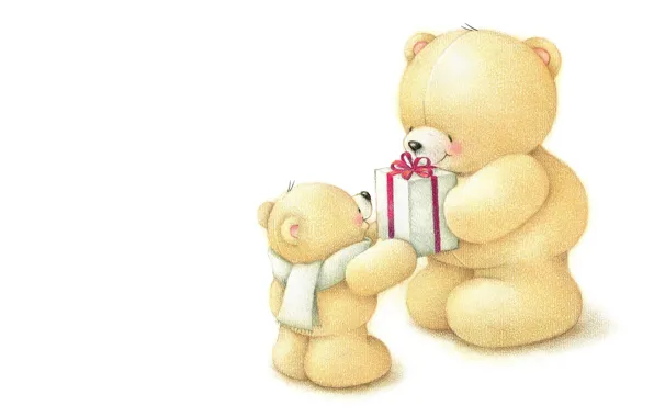 Picture mood, holiday, box, gift, art, bear, bow, children's