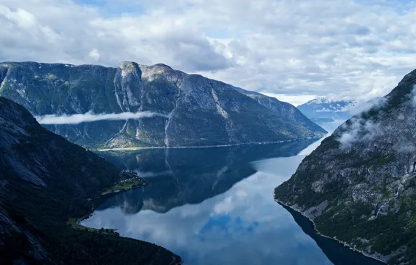 Europe, river, mountains, lake, Norway, highlands