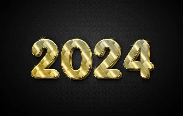 Picture New Year, figures, golden, black background, new year, happy, black, luxury