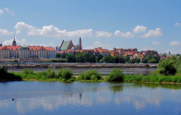 The sky, Poland, Warsaw, Royal castle, the Vistula river