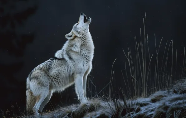 Wolf, Predator, Side, Digital art, AI art, The Art of Artificial Intelligence, Neural network, Howling