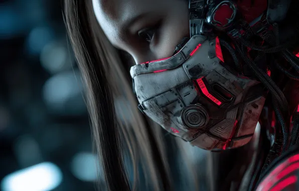 Girl, mask, cyberpunk, science fiction, cyberpunk, women, mask, science fiction
