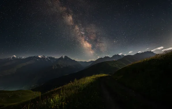 Stars, night, beauty, galaxy, North Ossetia, Alexey Turchin, Archon Pass