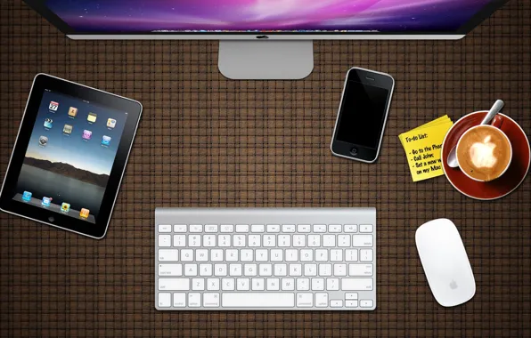 Picture apple, keyboard, iphone, ipad, apple desk