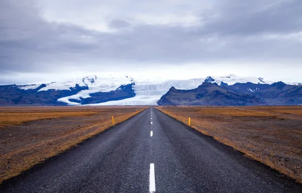 Road, mountains, Iceland
