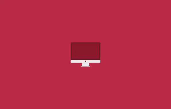 Computer, red, background, color, Mac, apple, minimalism, logo