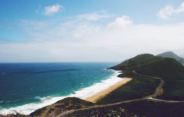 Sky, ocean, blue, cliffs
