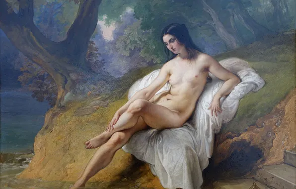 Picture Girl, Picture, Naked, Bather, Italian painter, Francesco Ayets, Francesco Hayez