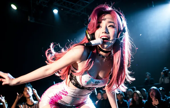 Picture girl, young, beautiful, singer, asian, concert