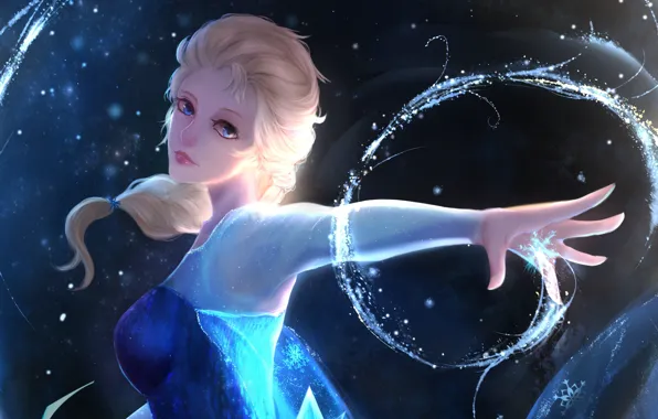 Girl, snow, art, Frozen, Elsa, Elsa, Cold heart