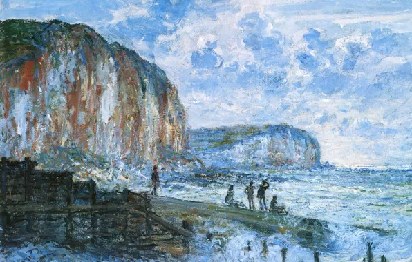 People, picture, pierce, seascape, Claude Monet, The Cliff Le Petit Dahl
