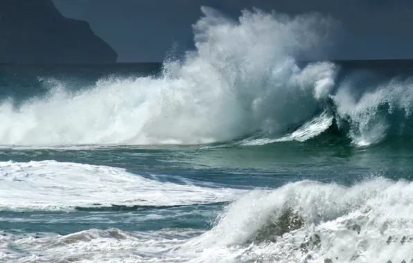 Sea, wave, foam, storm, the ocean, rocks, element