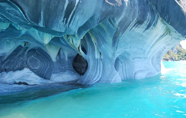 Water, ice, caves, Chile, the marble caves