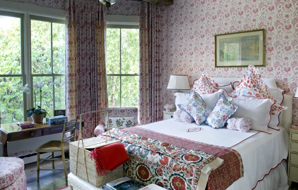 Picture flowers, room, Wallpaper, interior, bedroom
