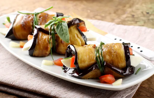 Picture vegetables, appetizer, rolls, eggplant