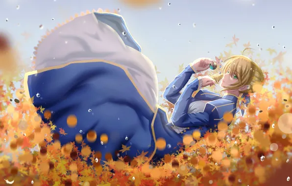 Picture girl, Fate Stay Night, saber, anime, art