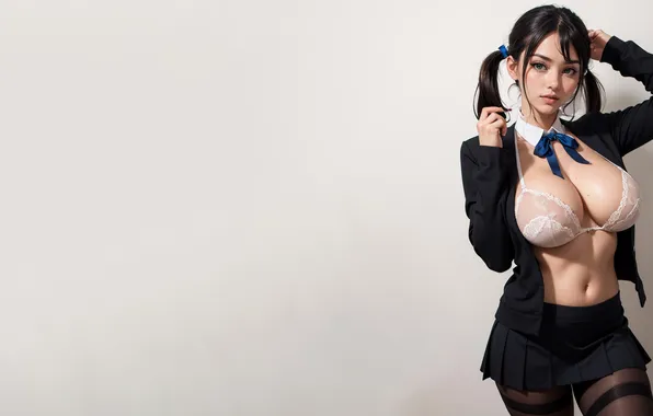 Girl, background, skirt, tails