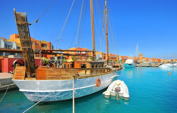 Picture the city, boat, Marina, Egipt, Hurghada