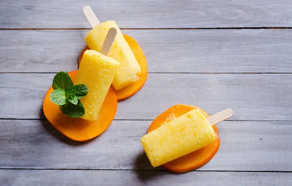 Ice cream, peaches, peach, ice cream, fruit ice