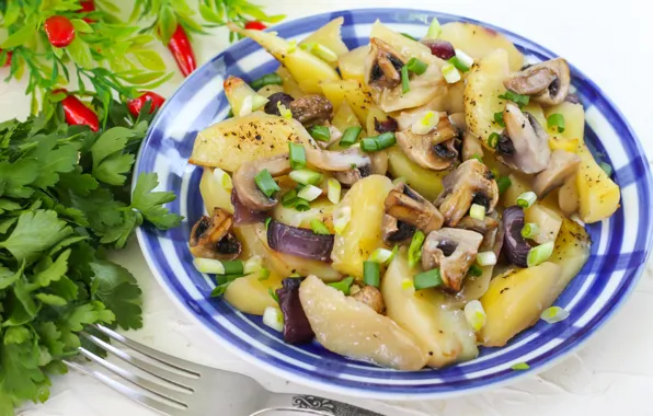 Picture mushrooms, parsley, potatoes