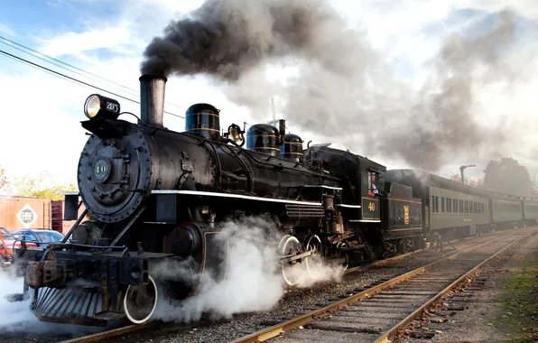 Train, Technique, paravoz, the smoke from the chimney