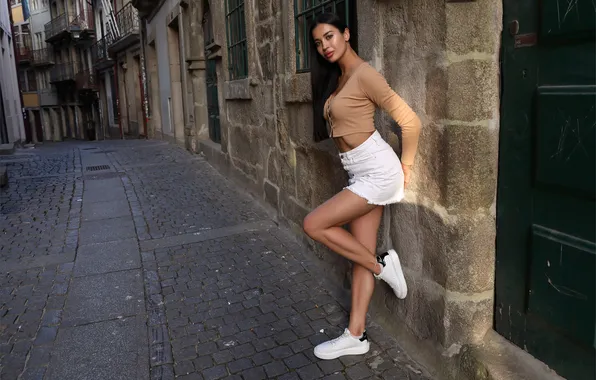 Long hair, model, Aria, gorgeous, posing, beautiful face, outdoors, white shorts