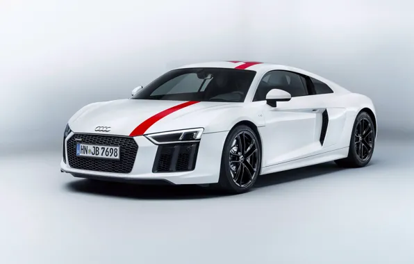 White, supercar, Audi R8, 2018, V10, RWS