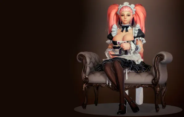 Picture girl, chair, art, the maid, chang-gon shin, EOS Online - Echo of Soul