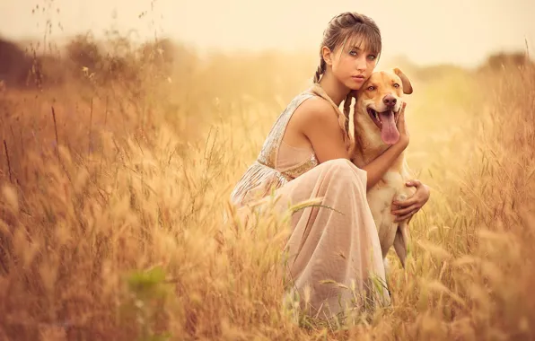 Picture summer, girl, dog