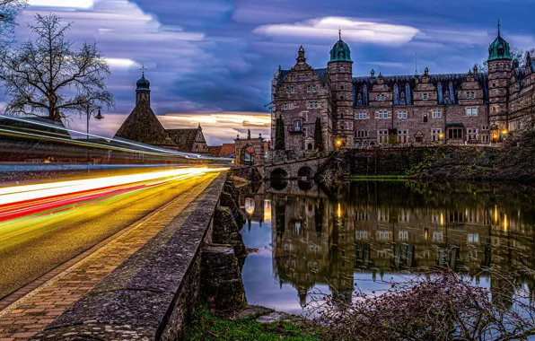 Bridge, reflection, river, castle, the evening, Germany, Germany, Lower Saxony