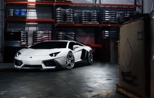 Picture Lamborghini, Front, White, Matte, Tuning, LP700-4, Aventador, Supercar, Wheels, Garage, ADV.1
