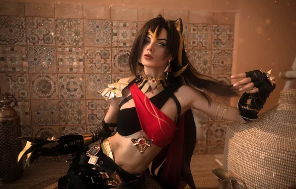 Girl, tile, costume, outfit, dishes, image, cosplay, Svetlana Hoffman