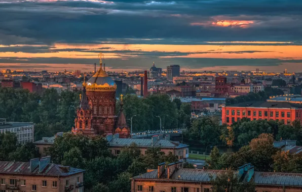 Building, home, the evening, Saint Petersburg, temple, Russia, Nikolai Belikov, Epiphany Church