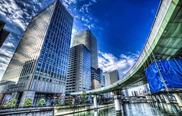Picture the sky, HDR, home, skyscrapers, Japan, Osaka