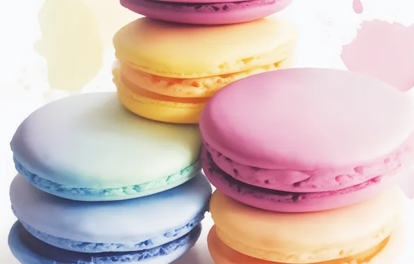 Yellow, pink, blue, figure, color, food, watercolor, dessert