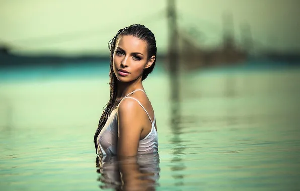Water, face, lake, wet, Mike, brunette
