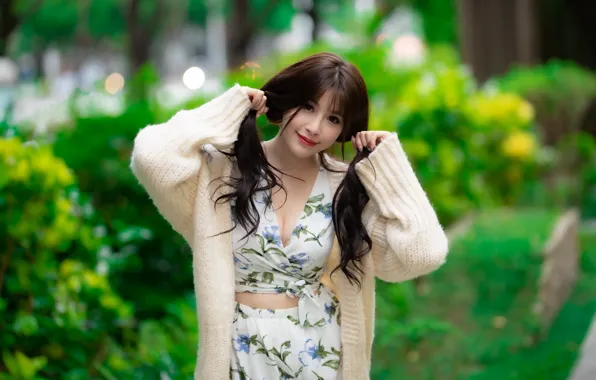 Look, girl, hair, Asian, bokeh