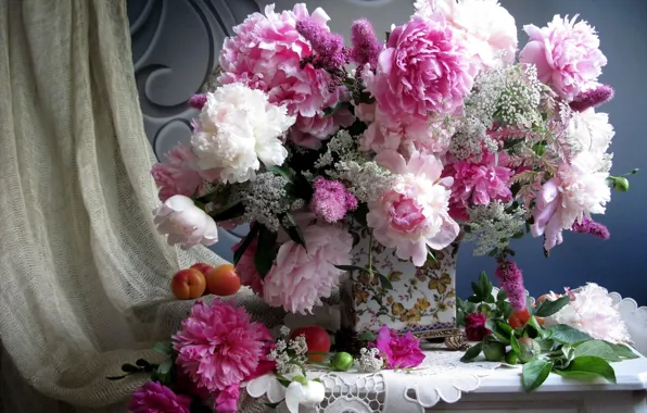 Picture flower, nature, life, flowers, bouquet, peonies, still