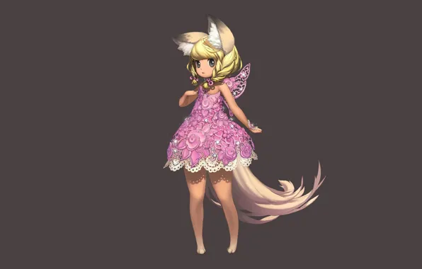 Legs, minimalism, dress, tail, neko, ears, loli