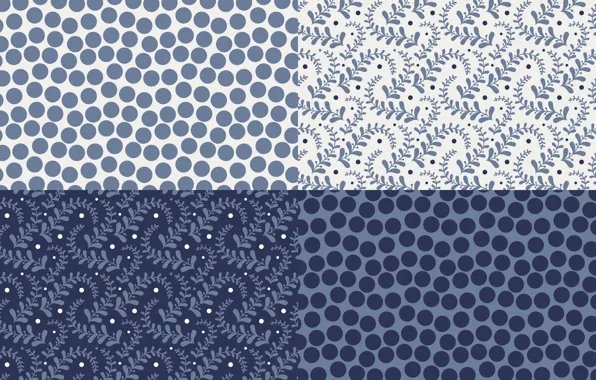 Flowers, blue, background, pattern, peas