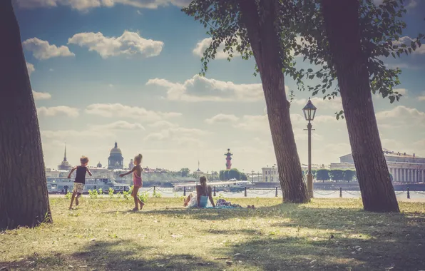 Summer, children, stay, Petersburg, Rabbit island