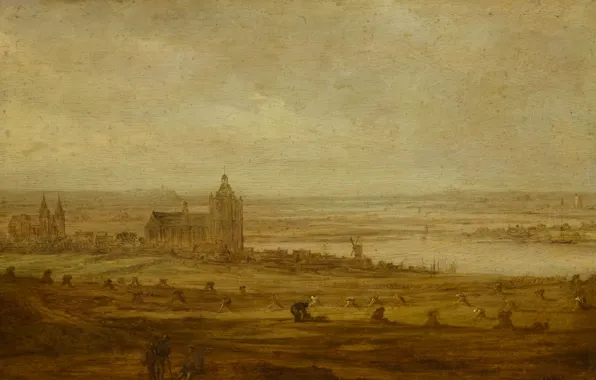 Landscape, oil, picture, Jan van Goyen, View Of Arnhem