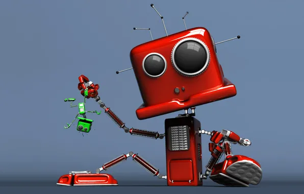 Picture red, robot, the situation, green
