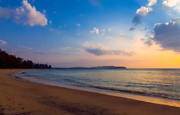 Beach, clouds, the evening, surf