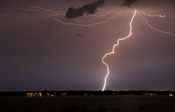 The sky, light, night, lightning, thunder