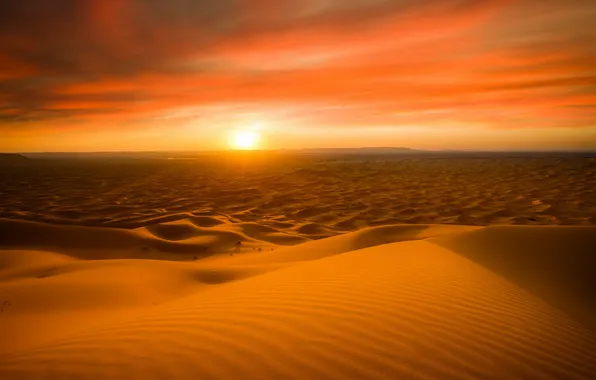 Sunset, nature, desert, Morocco
