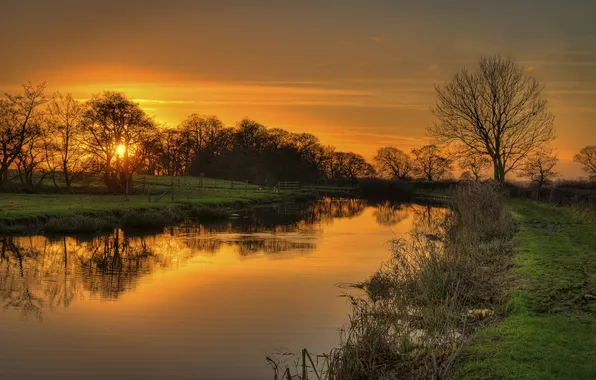 Picture landscape, sunset, river